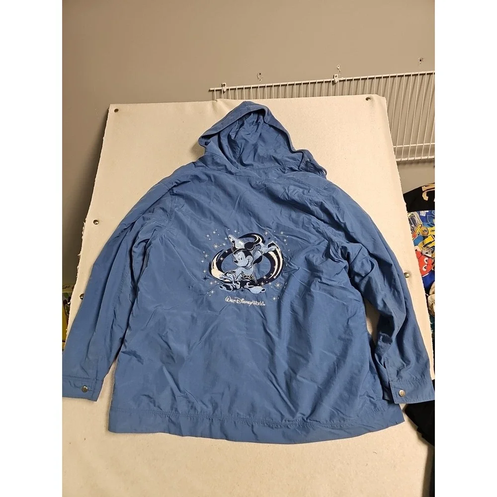 Walt Disney World Sorcerer Mickey Mouse Windbreaker Jacket Blue Hooded 1X